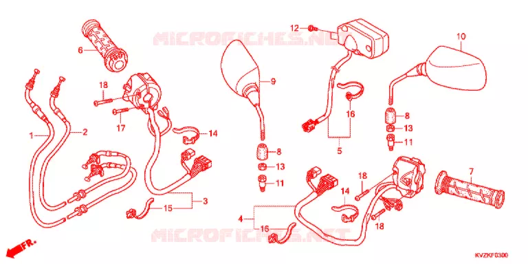 COMMODO - CABLE - RETROVISEUR Honda SCOOTER 250 FORZA 2017  NSS250DB