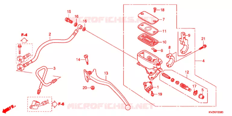 MAITRE CYLINDRE DE FREIN ARRIERE (NSS250D/DA) Honda SCOOTER 250 FORZA 2012  NSS250DB