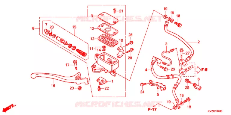 MAITRE CYLINDRE DE FREIN AVANT (NSS250D/DA) Honda SCOOTER 250 FORZA 2011  NSS250DB