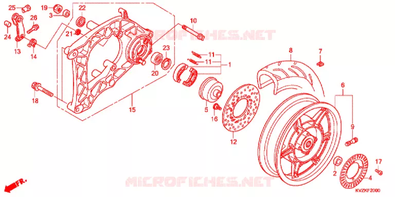 ROUE ARRIERE - BRAS OSCILLANT Honda SCOOTER 250 FORZA 2014  NSS250DB