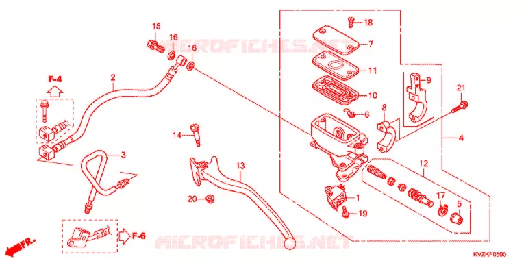 MAITRE CYLINDRE DE FREIN ARRIERE (NSS250D/DA) Honda SCOOTER 250 FORZA 2012  NSS250DC