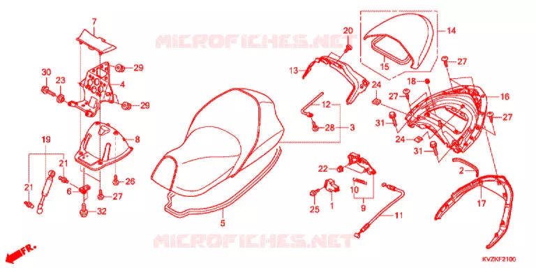 SELLE - POIGNEE ARRIERE Honda SCOOTER 250 FORZA 2012  NSS250DC