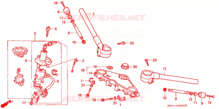 GUIDON - TE DE FOURCHE (1) Honda MOTO 400 BROS 1991  NT400L