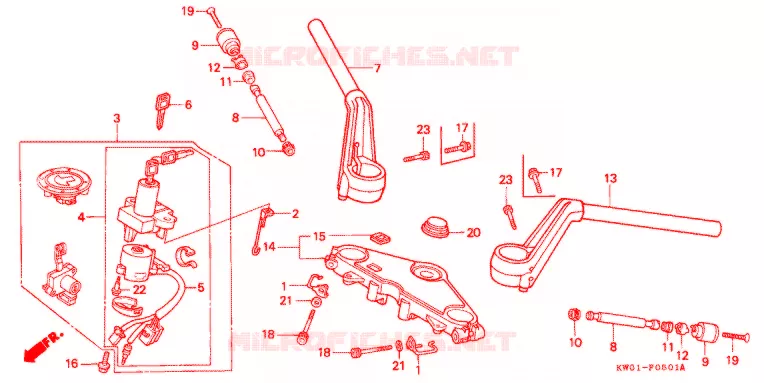 GUIDON - TE DE FOURCHE (2) Honda MOTO 400 BROS 1991  NT400L