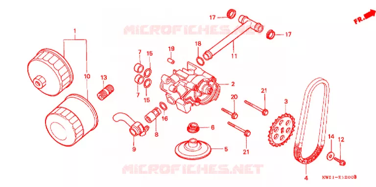 FILTRE A HUILE - POMPE A HUILE Honda MOTO 400 BROS 1990  NT400L_II