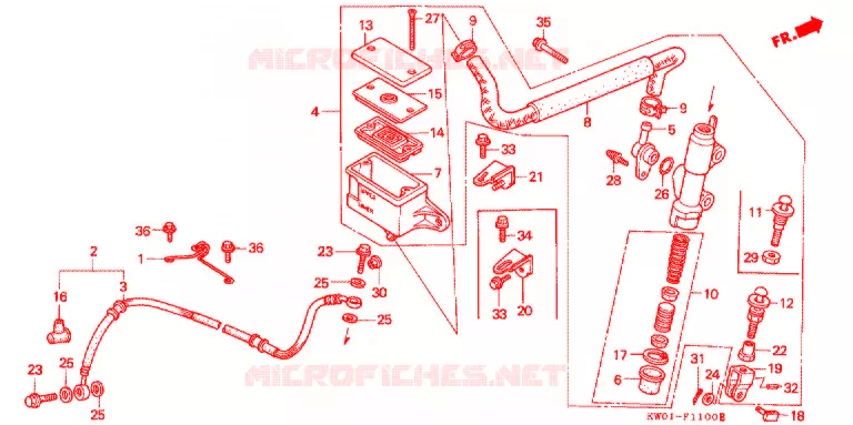 MAITRE-CYLINDRE DE FREIN ARRIERE Honda MOTO 400 BROS 1990  NT400L_II