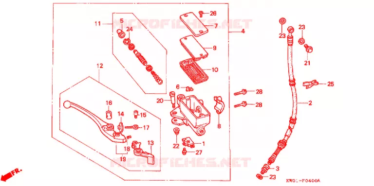 MAITRE CYLINDRE DE FREIN AVANT Honda MOTO 400 BROS 1990  NT400L_II