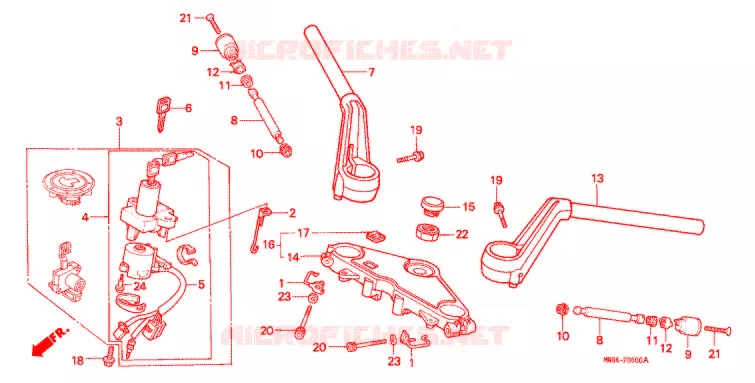GUIDON Honda MOTO 650 HAWK 1991  NT650M