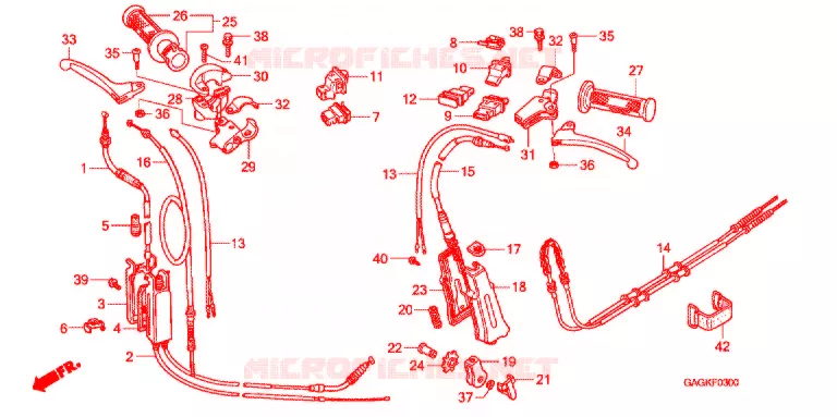 LEVIER DE GUIDON - CABLE - COMMODO Honda SCOOTER 50 GYRO 2007  TC507