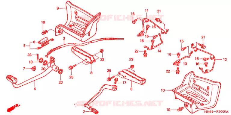 PEDALE - REPOSE PIED ('01-'05) Honda ATV 250 FOURTRAX 2004  TRX250EX4