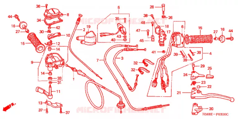 LEVIER DE GUIDON - CABLE - COMMODO ('02-'04) Honda ATV 250 FOURTRAX 2003  TRX250TE3