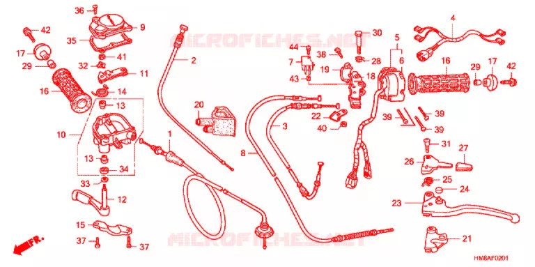 LEVIER DE GUIDON - CABLE - COMMODO ('05) Honda ATV 250 FOURTRAX 2005  TRX250TE5