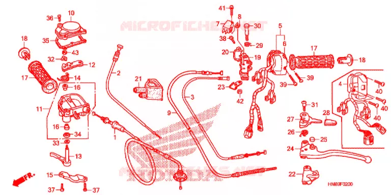 LEVIER DE GUIDON - CABLE - COMMODO Honda ATV 250 FOURTRAX 2011  TRX250TMB