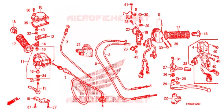 LEVIER DE GUIDON - CABLE - COMMODO Honda ATV 250 FOURTRAX 2011  TRX250TMB
