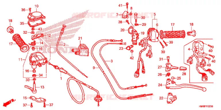 LEVIER DE GUIDON - CABLE - COMMODO Honda ATV 250 FOURTRAX 2014  TRX250TME