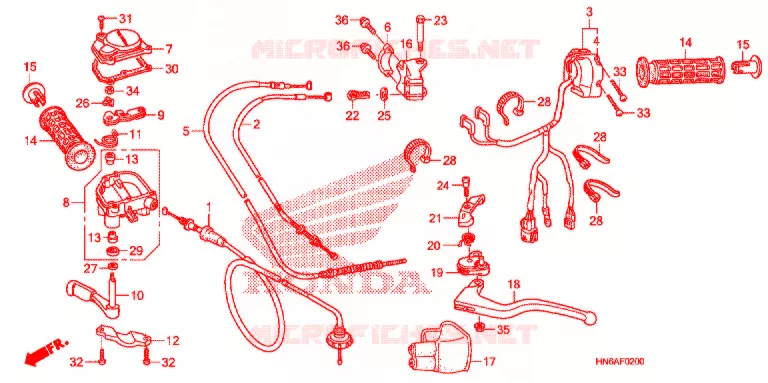 LEVIER DE GUIDON - CABLE - COMMODO Honda ATV 250 FOURTRAX 2009  TRX250X9