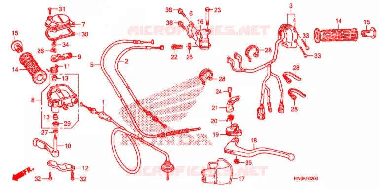 LEVIER DE GUIDON - CABLE - COMMODO Honda ATV 250 FOURTRAX 2016  TRX250XG