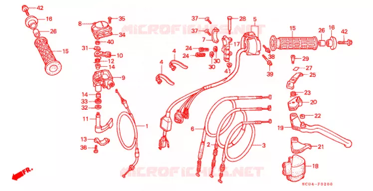 COMMODOS - POIGNEES Honda ATV 250 FOURTRAX 1991  TRX250XM