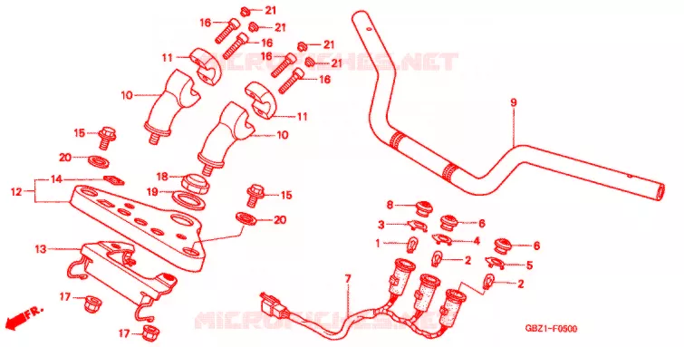 GUIDON - TE DE FOURCHE Honda MOTO 50 MAGNA 2007  MG507