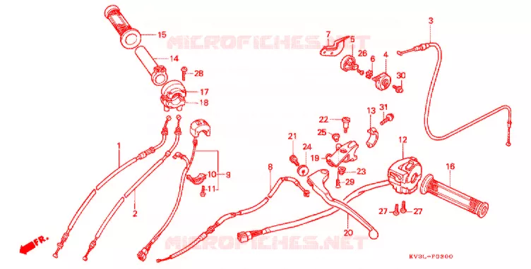 LEVIER DE GUIDON - CABLE - COMMODO Honda MOTO 250 NSR 1992  NSR250R7N