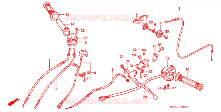 LEVIER DE GUIDON - CABLE - COMMODO Honda MOTO 250 NSR 1992  NSR250R8N
