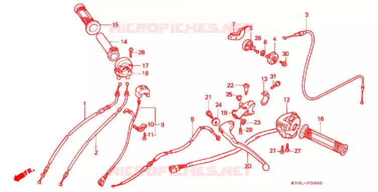 LEVIER DE GUIDON - CABLE - COMMODO Honda MOTO 250 NSR 1992  NSR250R9N