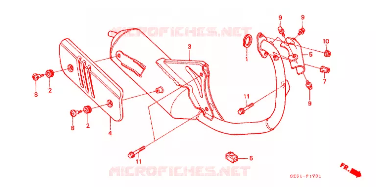 SILENCIEUX D'ECHAPPEMENT (SZ50P/R/T) Honda SCOOTER 50 TACT 1994  SZ50R