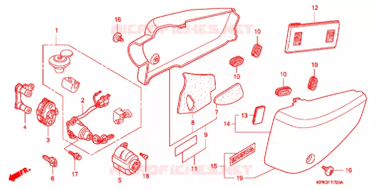 COUVERCLES LATERAUX Honda MOTO 200 PHANTOM 2004  TA2005
