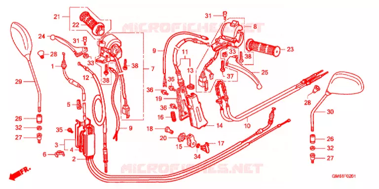 LEVIER DE GUIDON - CABLE - COMMODO (TB507) Honda SCOOTER 50 GYRO 2007  TB507