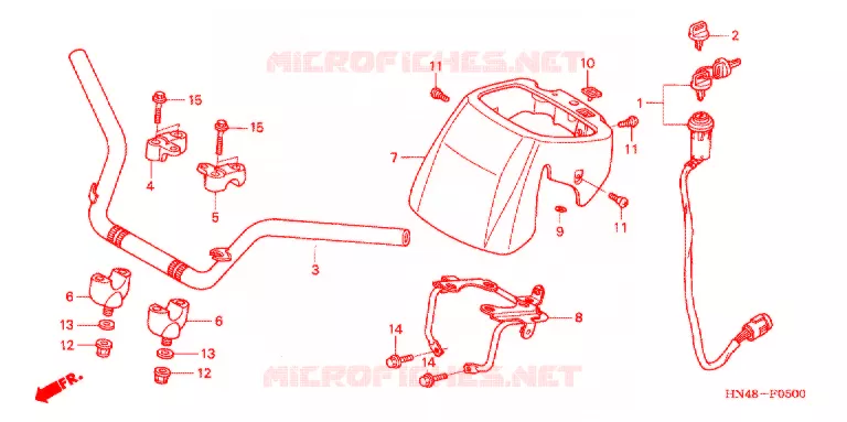 GUIDON (1) Honda ATV 350 FOURTRAX 2004  TRX350FE4