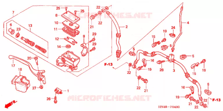 MAITRE CYLINDRE DE FREIN AVANT Honda ATV 350 FOURTRAX 2004  TRX350FM4