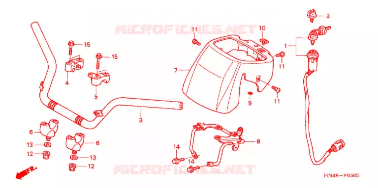 GUIDON (1) Honda ATV 350 FOURTRAX 2004  TRX350TE4