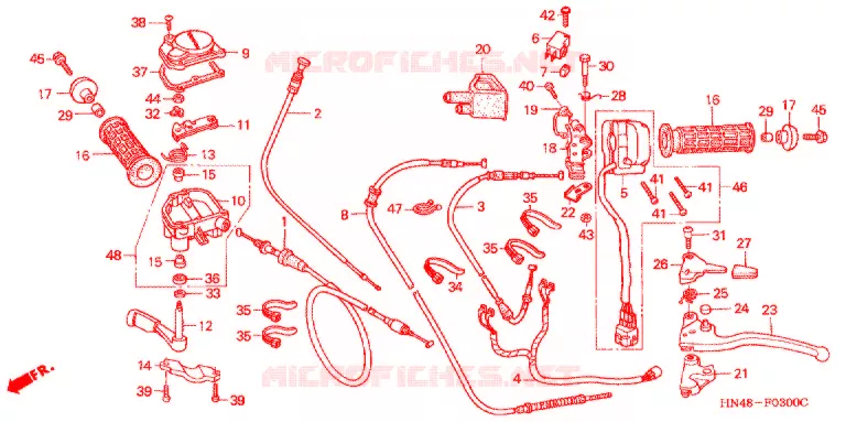 LEVIER DE GUIDON - CABLE - COMMODO Honda ATV 350 FOURTRAX 2005  TRX350TM4