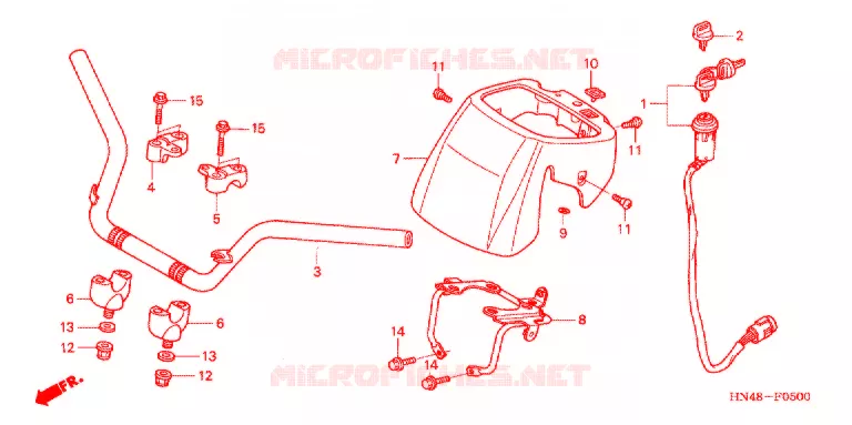 GUIDON (1) Honda ATV 350 FOURTRAX 2004  TRX350TM4