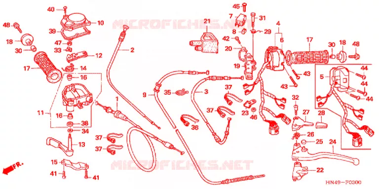 LEVIER DE GUIDON - CABLE - COMMODO Honda ATV 350 FOURTRAX 2006  TRX350TM6