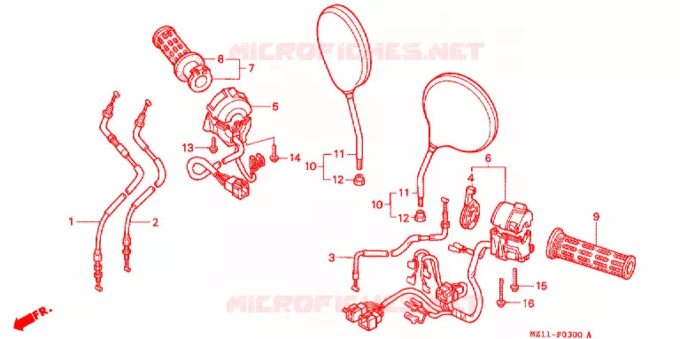 LEVIER DE GUIDON - CABLE - COMMODO Honda MOTO 1000 CB 1994  CB1000FR_J