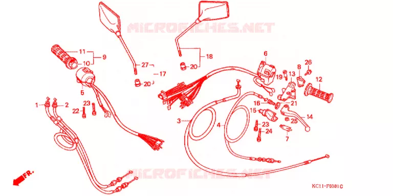 LEVIER DE GUIDON - CABLE - COMMODO (2) Honda MOTO 125 CB 1990  CB125TJ