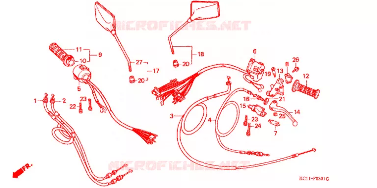 LEVIER DE GUIDON - CABLE - COMMODO (2) Honda MOTO 125 CB 1994  CB125TP_DS