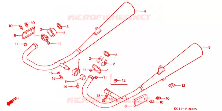 SILENCIEUX D'ECHAPPEMENT Honda MOTO 125 CB 1994  CB125TP_DS