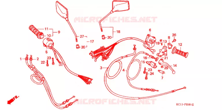 LEVIER DE GUIDON - CABLE - COMMODO (2) Honda MOTO 125 CB 1999  CB125TW_DS