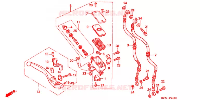 MAITRE CYLINDRE DE FREIN AVANT Honda MOTO 400 CB 1994  CB400F2R
