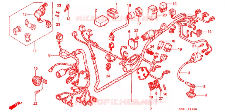 FAISCEAU DES FILS Honda MOTO 50 CABINA 1994  SCX50R_II