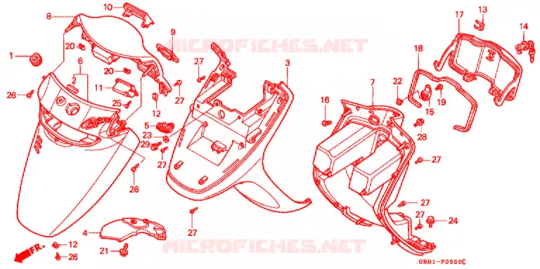 GUIDON - CARENAGE Honda MOTO 50 CABINA 1994  SCX50R