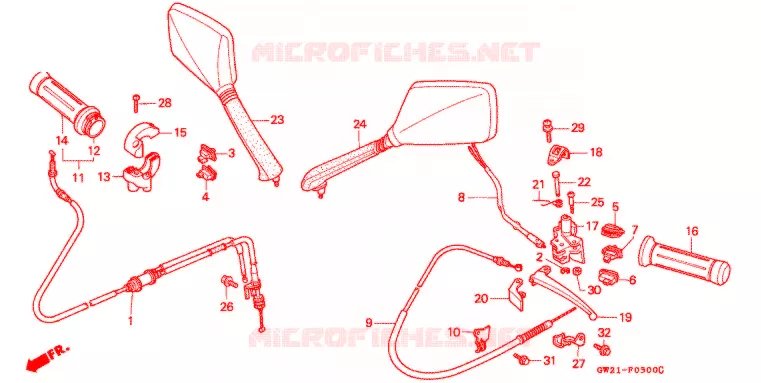 LEVIER DE GUIDON - CABLE - COMMODO Honda SCOOTER 90 LEAD 1990  NH90MJ