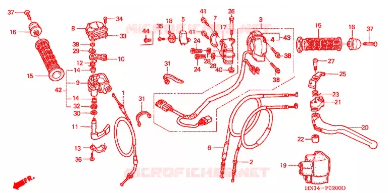 LEVIER DE GUIDON - CABLE - COMMODO Honda ATV 400 FOURTRAX 2006  TRX400EX6