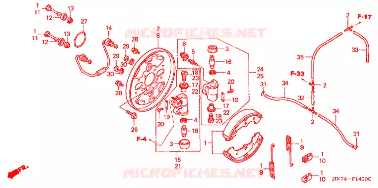 FLASQUE - MACHOIRES DE FREIN AVANT Honda ATV 400 FOURTRAX 2007  TRX400FA7
