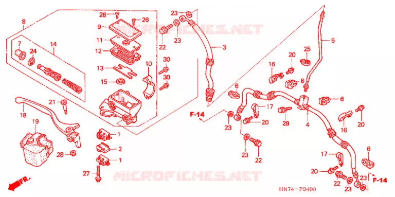 MAITRE CYLINDRE DE FREIN AVANT Honda ATV 400 FOURTRAX 2006  TRX400FG6