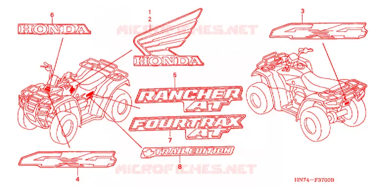 AUTOCOLLANTS Honda ATV 400 FOURTRAX 2004  TRX400FGA4