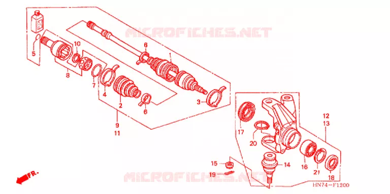 ARBRE DE ROUE  Honda ATV 400 FOURTRAX 2005  TRX400FGA5