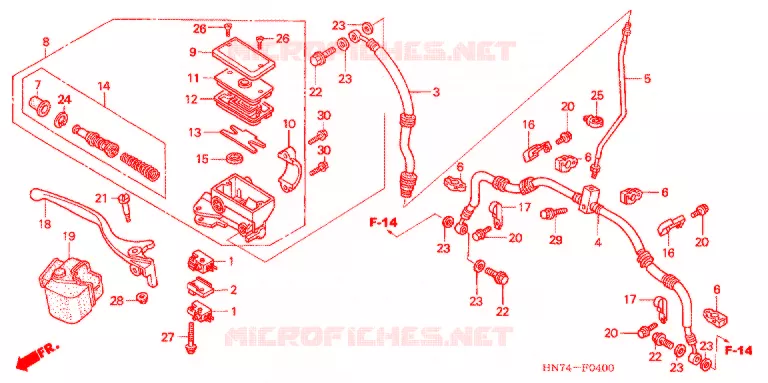 MAITRE CYLINDRE DE FREIN AVANT Honda ATV 400 FOURTRAX 2006  TRX400FGA6